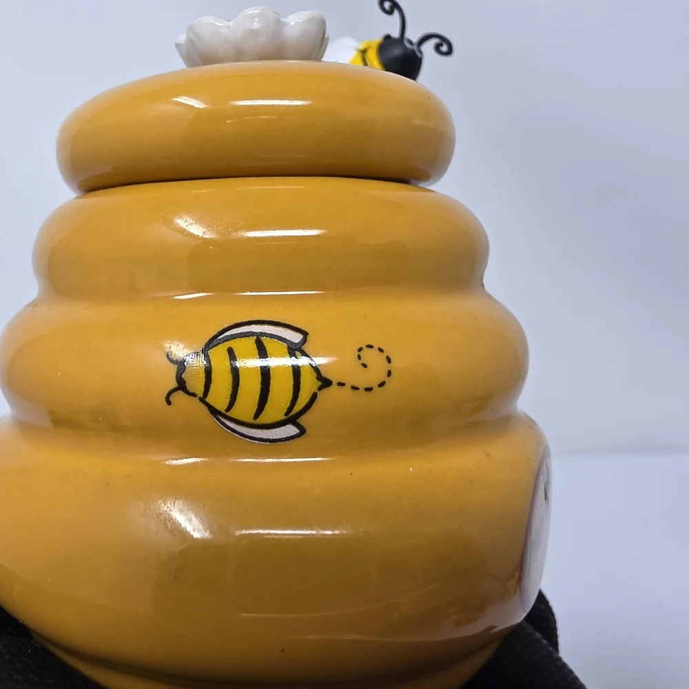 Ceramic Mini Honey Jar 140ml with Lid and Dipper Stick Retro Honey Storage Conta